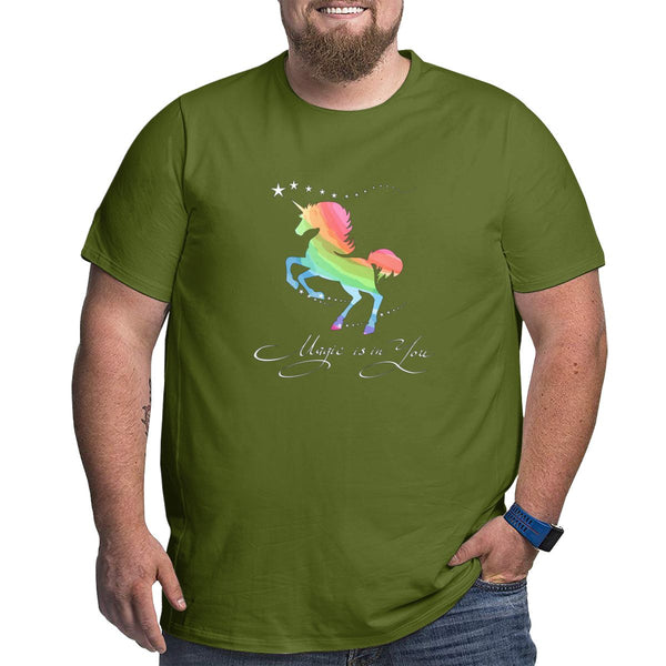 Rainbow Unicorn Magic Is In You Big Size Men's T-shirt