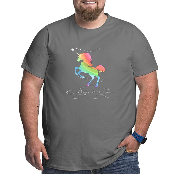 Rainbow Unicorn Magic Is In You Big Size Men's T-shirt