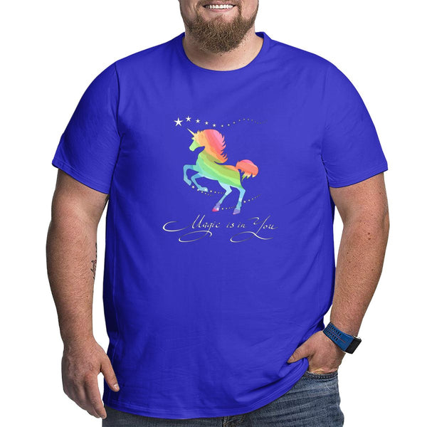Rainbow Unicorn Magic Is In You Big Size Men's T-shirt
